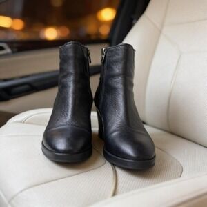 Aquatalia waterproof black leather wedge boots Retuals $395
